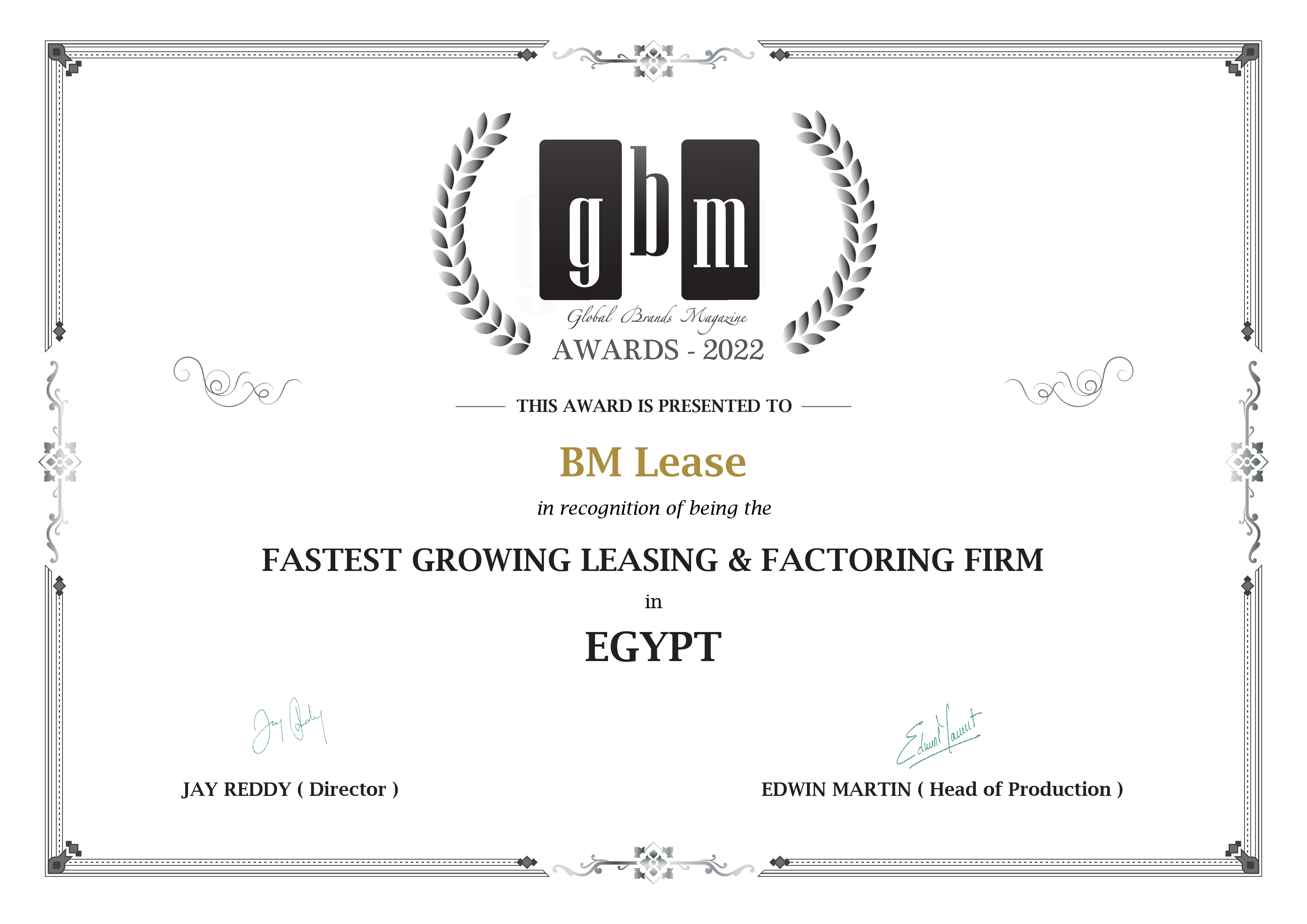 Certificate-2022-Fastest Growing Leasing & Factoring Firm-Egypt-BM Lease_page-0001